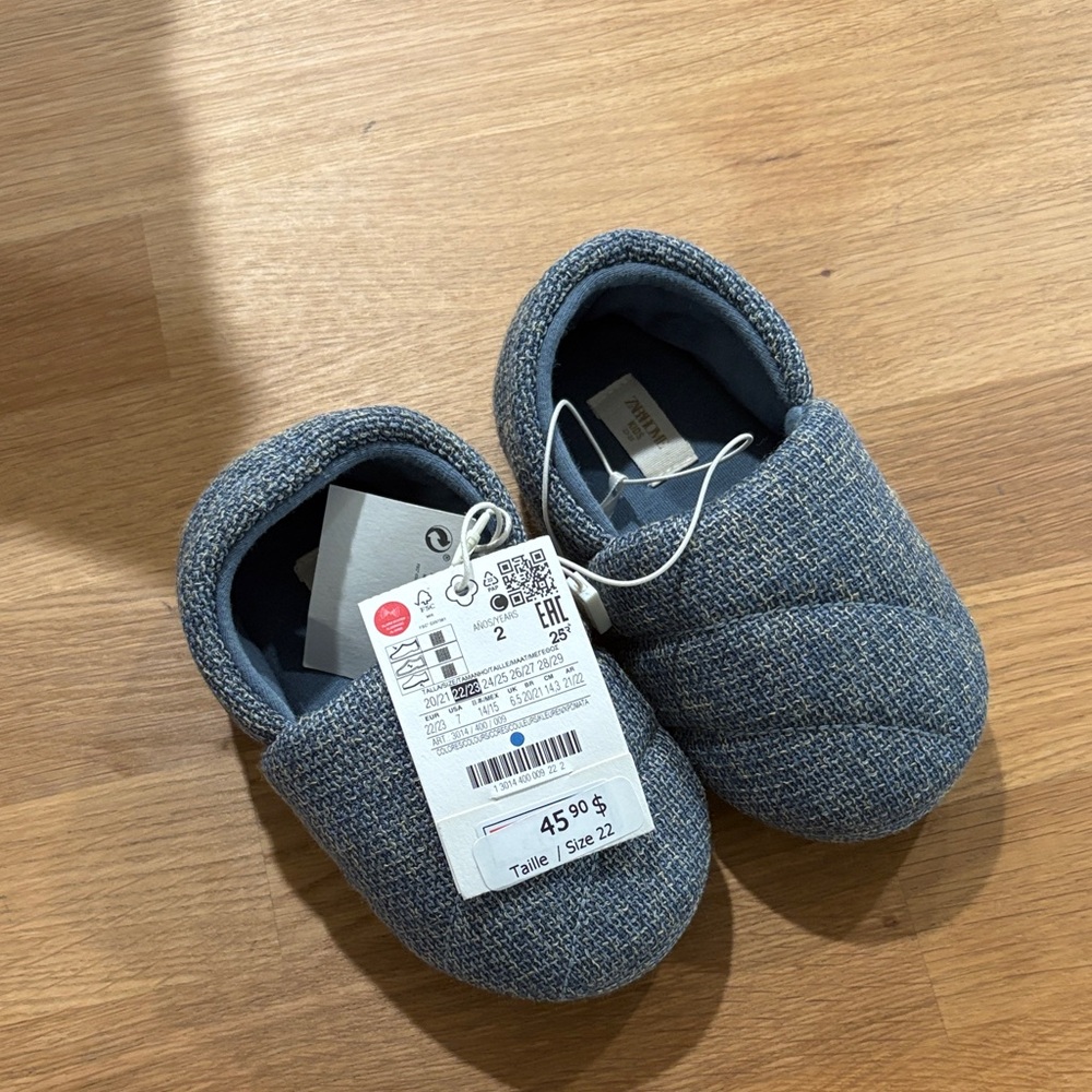 Zara Home Kids Blue Slip-On Slippers